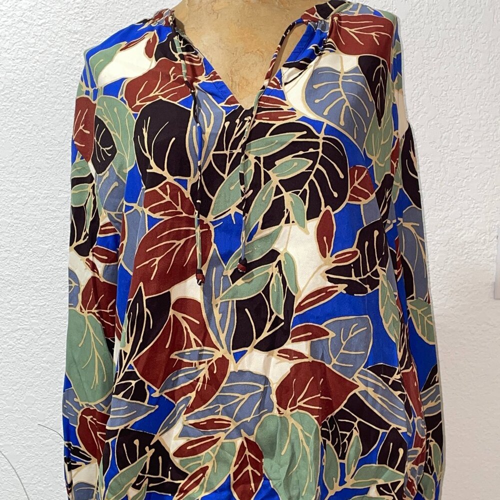 NWT $148 Multi Color L/S MaBonitai Leaf Blouse MASAI L 14 16